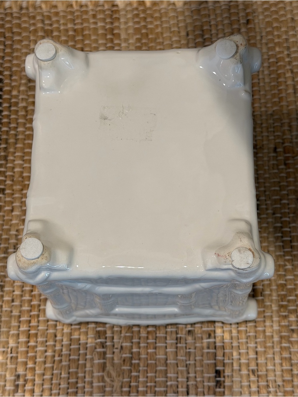 White Ceramic Chinoiserie Bamboo Planter - Picture 4 of 6